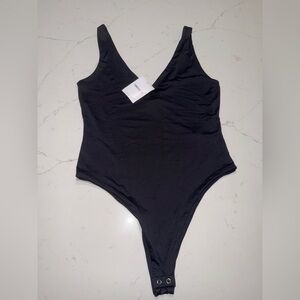 Black High Leg V-Neck Bodysuit NWT Forever21